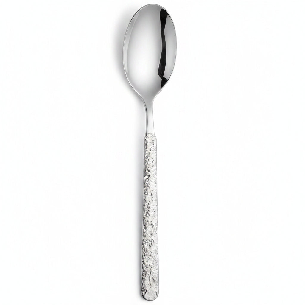 Finewick Hammered Handle Dinner Spoon, Textured Stainless Steel Flatware for Everyday Dining