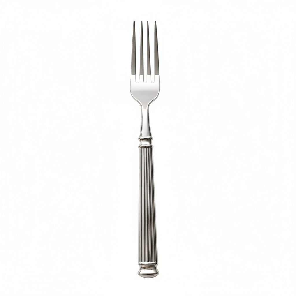 Finewick Reeded Handle Dinner Fork, Fluted Stainless Steel Flatware for Everyday Dining