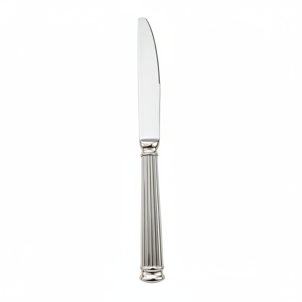 Finewick Reeded Handle Dinner Knife, Fluted Stainless Steel Flatware for Everyday Dining