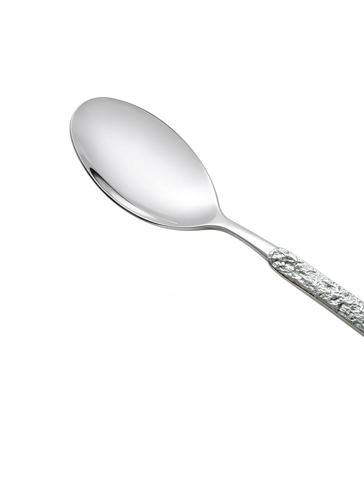 Finewick Hammered Handle Dinner Spoon, Textured Stainless Steel Flatware for Everyday Dining