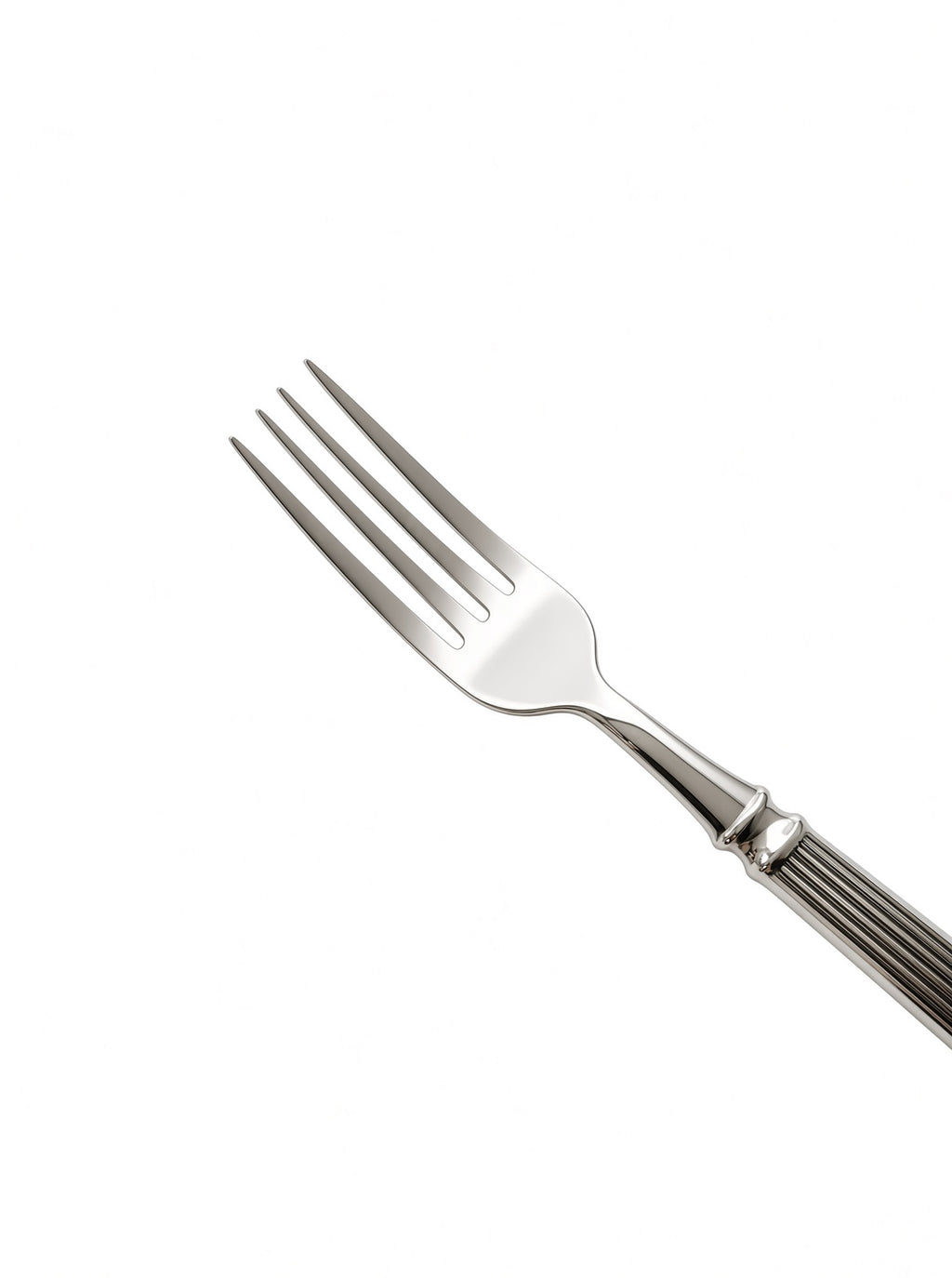 Finewick Reeded Handle Dinner Fork, Fluted Stainless Steel Flatware for Everyday Dining
