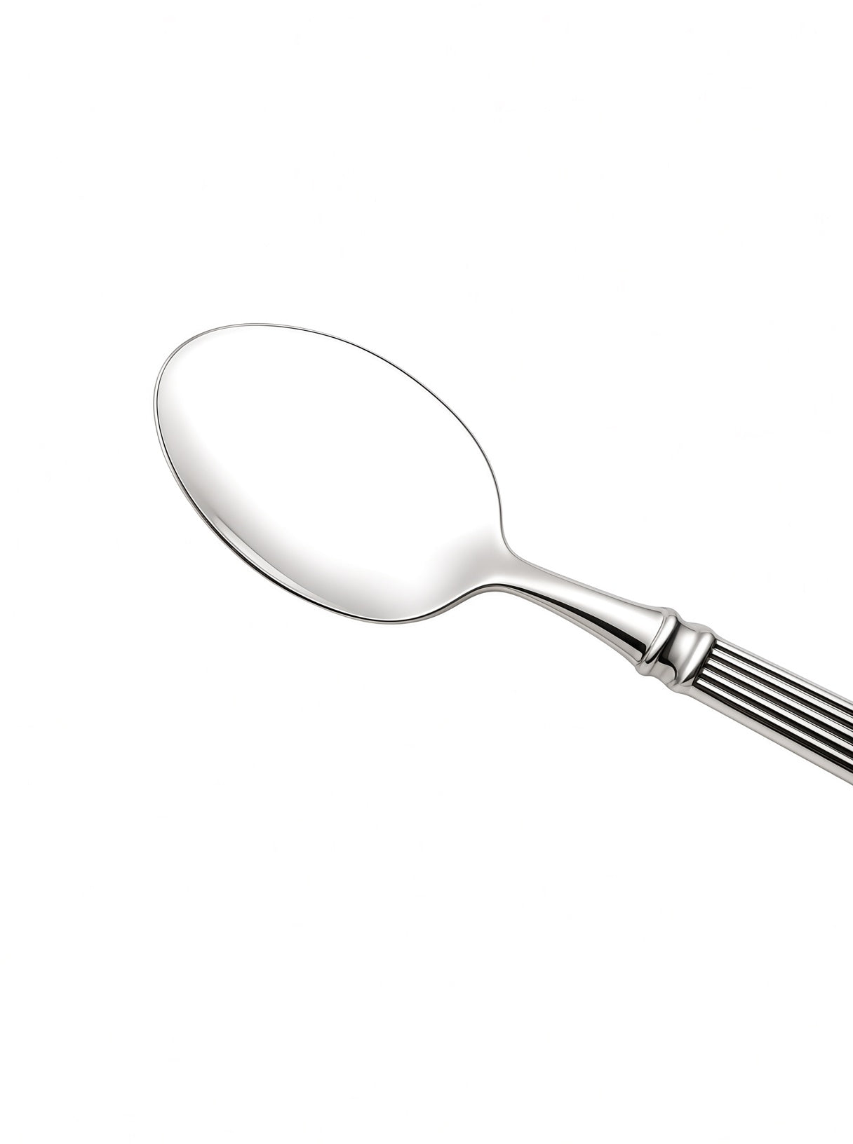 Finewick Reeded Handle Dinner Spoon, Fluted Stainless Steel Flatware for Everyday Dining