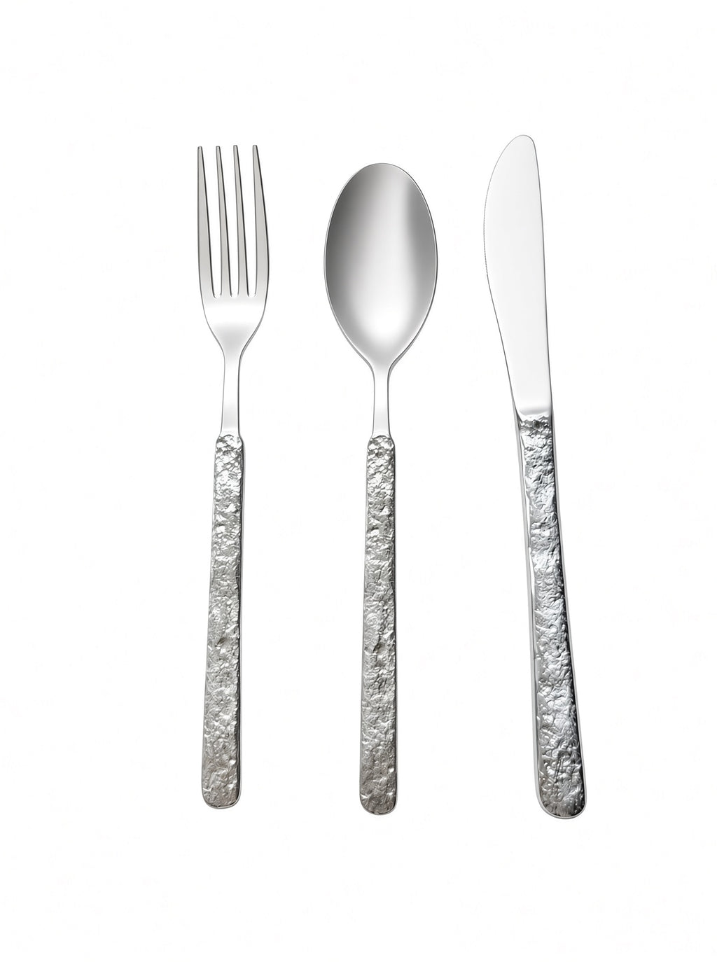 Finewick Hammered Handle Dinner Knife, Textured Stainless Steel Flatware for Everyday Dining