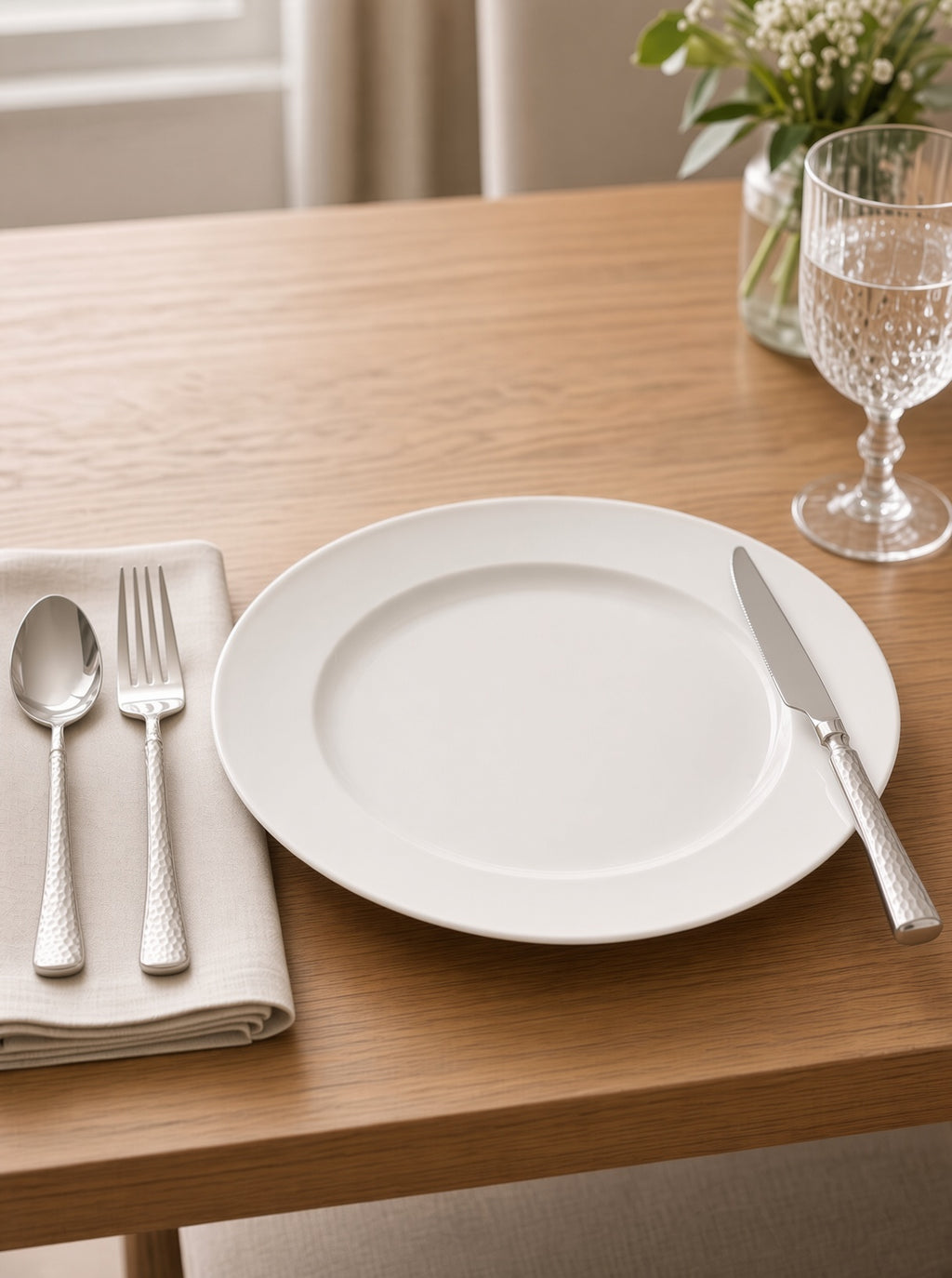 Finewick Hammered Handle Dinner Fork, Textured Stainless Steel Flatware for Everyday Dining