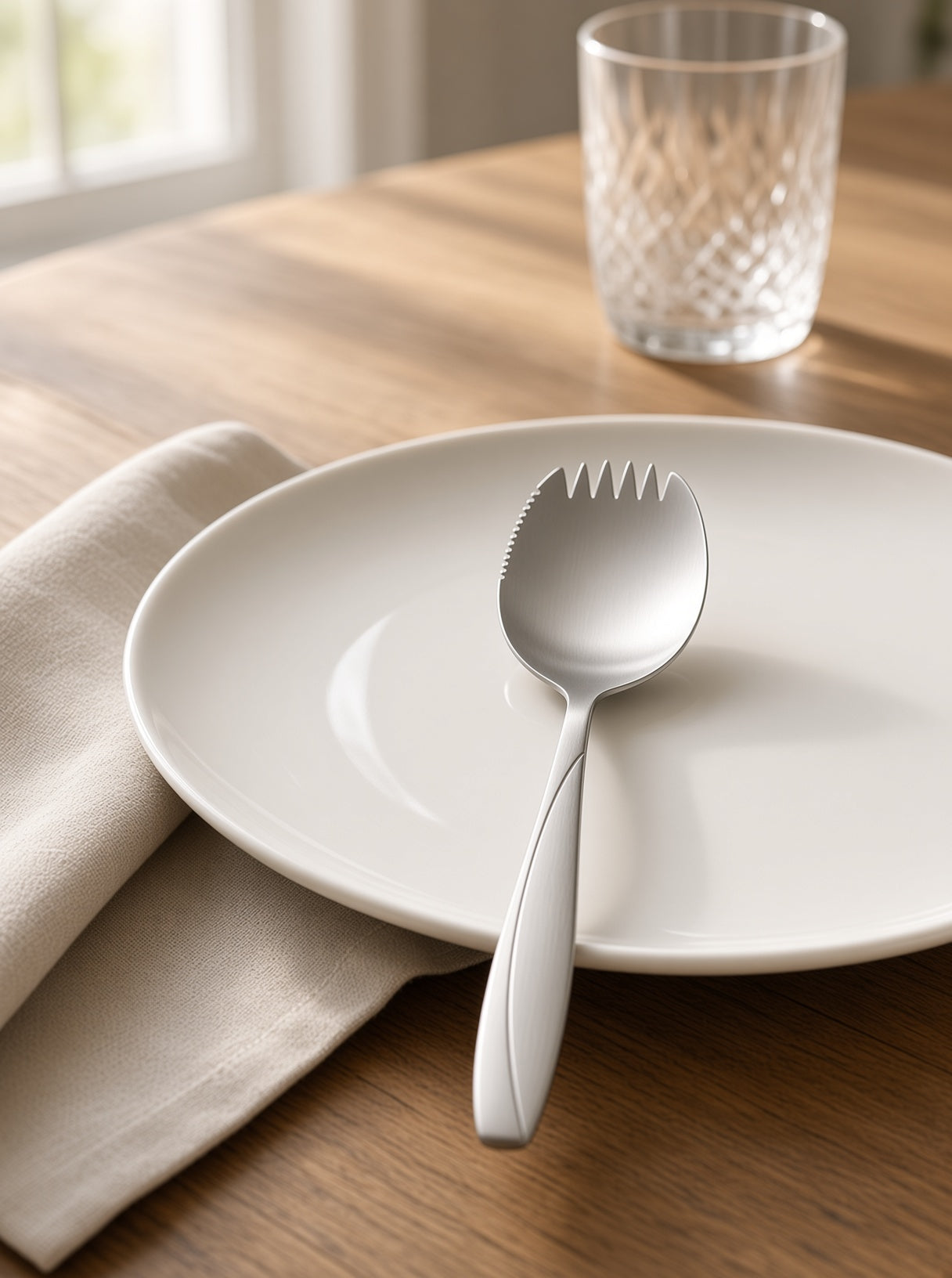 Finewick Satin Finish Spork, Stainless Steel Spoon-Fork Combo for Salad & Fruit